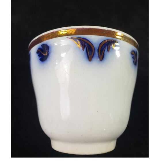 Antique Blue Flow Cup and Saucer Metallic Trim Soup Cup - Picture 6 of 8